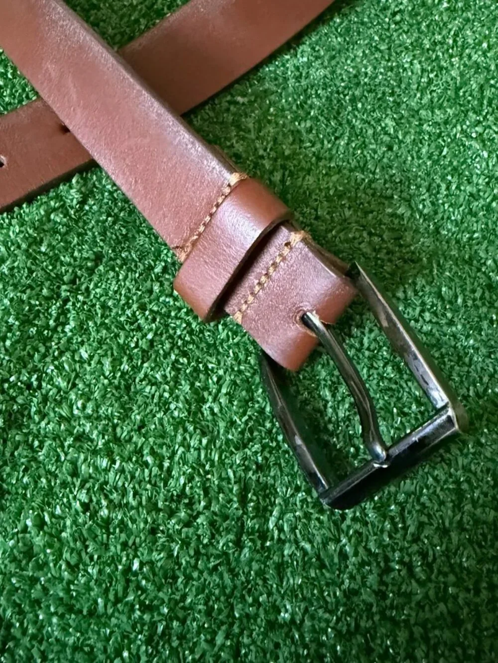 Men's Genuine Leather Basic Belt Square Metal Buckle Made in USA Size 38
